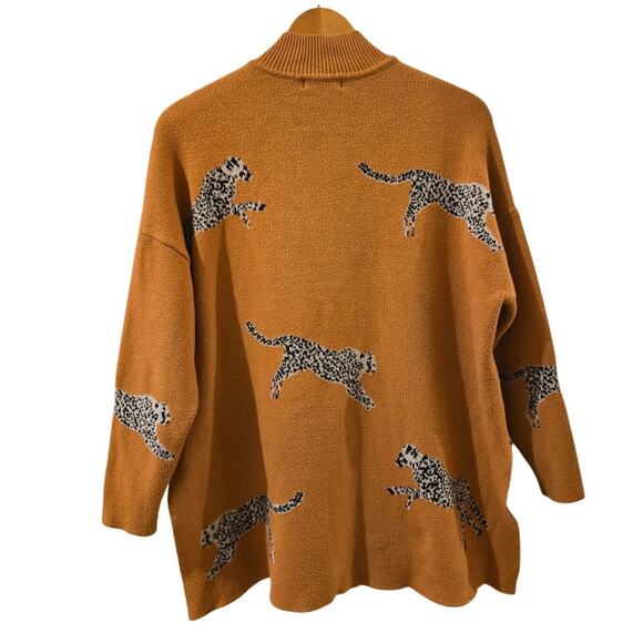 NOC Cheetah Brown Mock Neck Long Sleeve Pullover Sweater Medium 3/4 Sleeve - Picture 4 of 9
